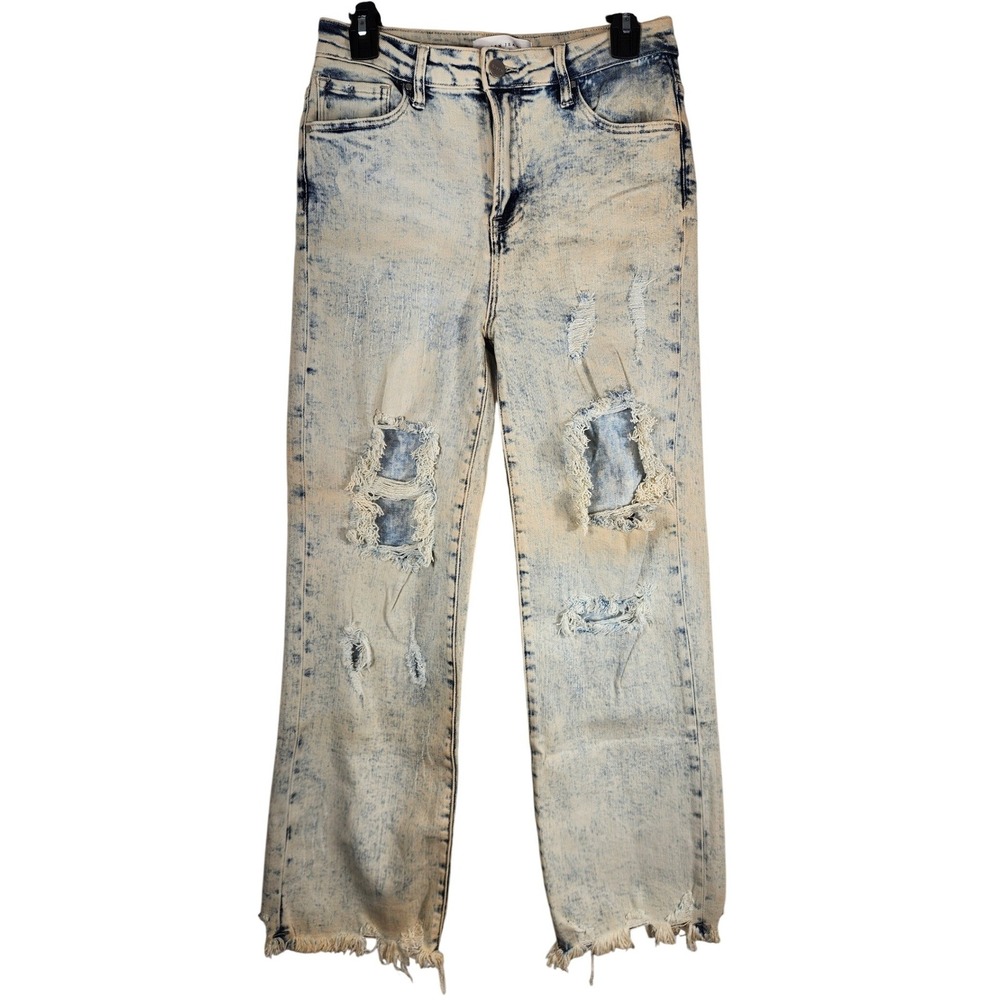 Risen Jeans Los Angeles Acid Wash Distressed Straight Leg Jeans 9/29 RDP5246